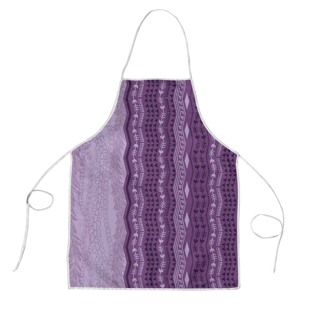Vintage Violet Hawaiian Traditional Kapa Mix Flowers Lei Apron LT7 Violet - Polynesian Pride