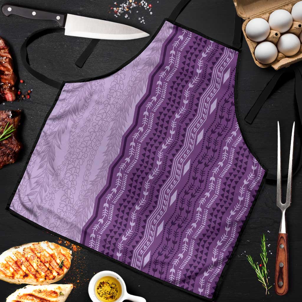 Vintage Violet Hawaiian Traditional Kapa Mix Flowers Lei Apron LT7 Violet - Polynesian Pride