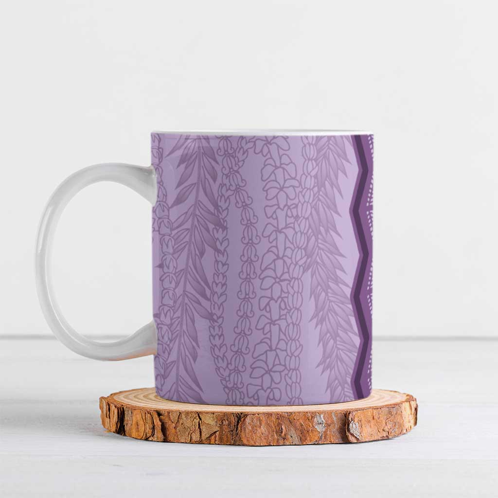 Vintage Violet Hawaiian Traditional Kapa Mix Flowers Lei Ceramic Mug LT7 Violet - Polynesian Pride