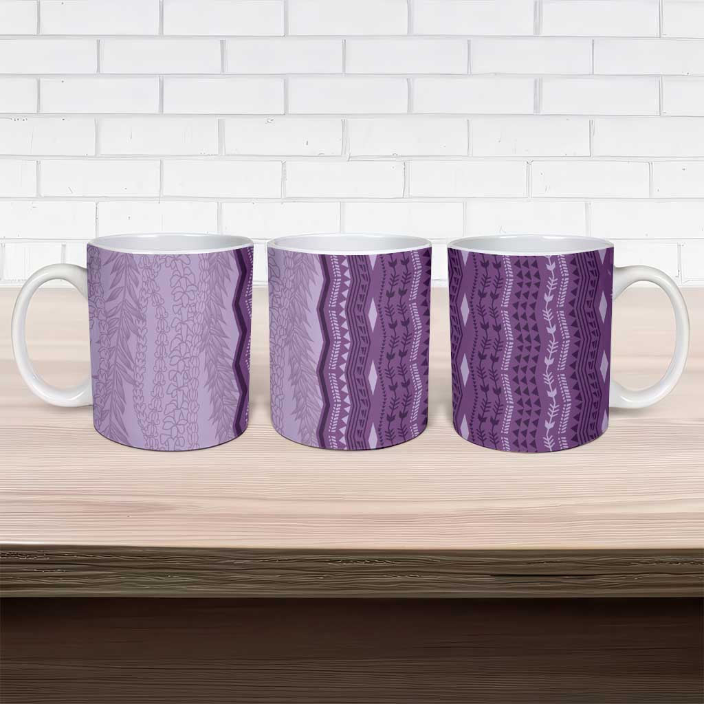 Vintage Violet Hawaiian Traditional Kapa Mix Flowers Lei Ceramic Mug LT7 - Polynesian Pride