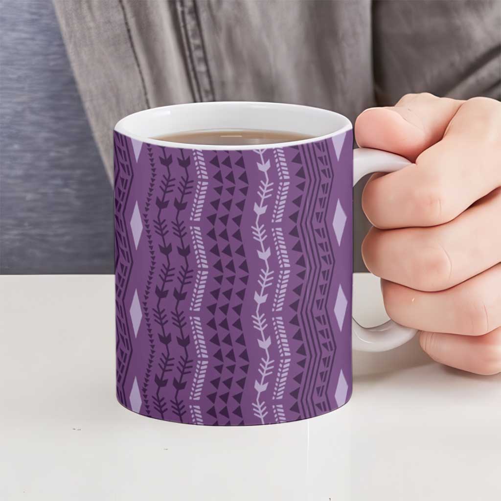 Vintage Violet Hawaiian Traditional Kapa Mix Flowers Lei Ceramic Mug LT7 - Polynesian Pride
