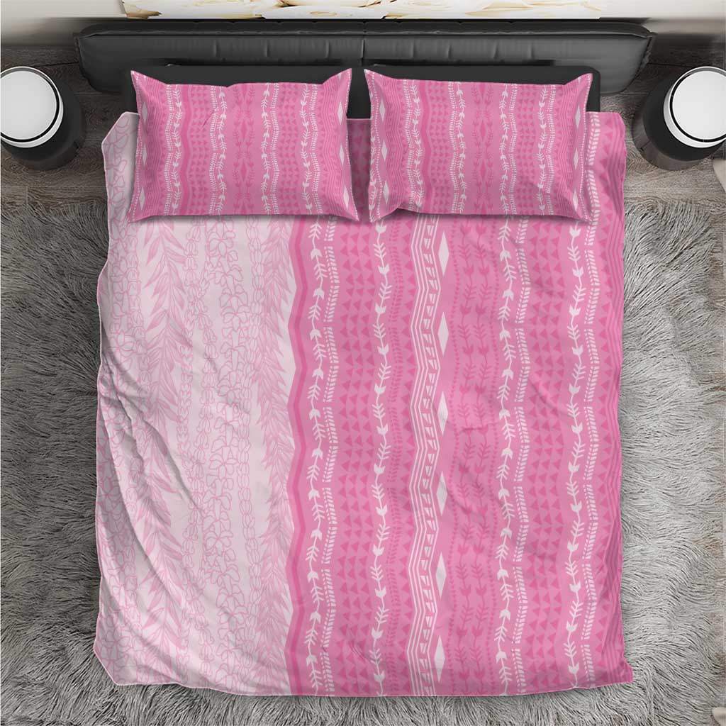 Vintage Pink Hawaiian Traditional Kapa Mix Flowers Lei Bedding Set LT7 Pink - Polynesian Pride