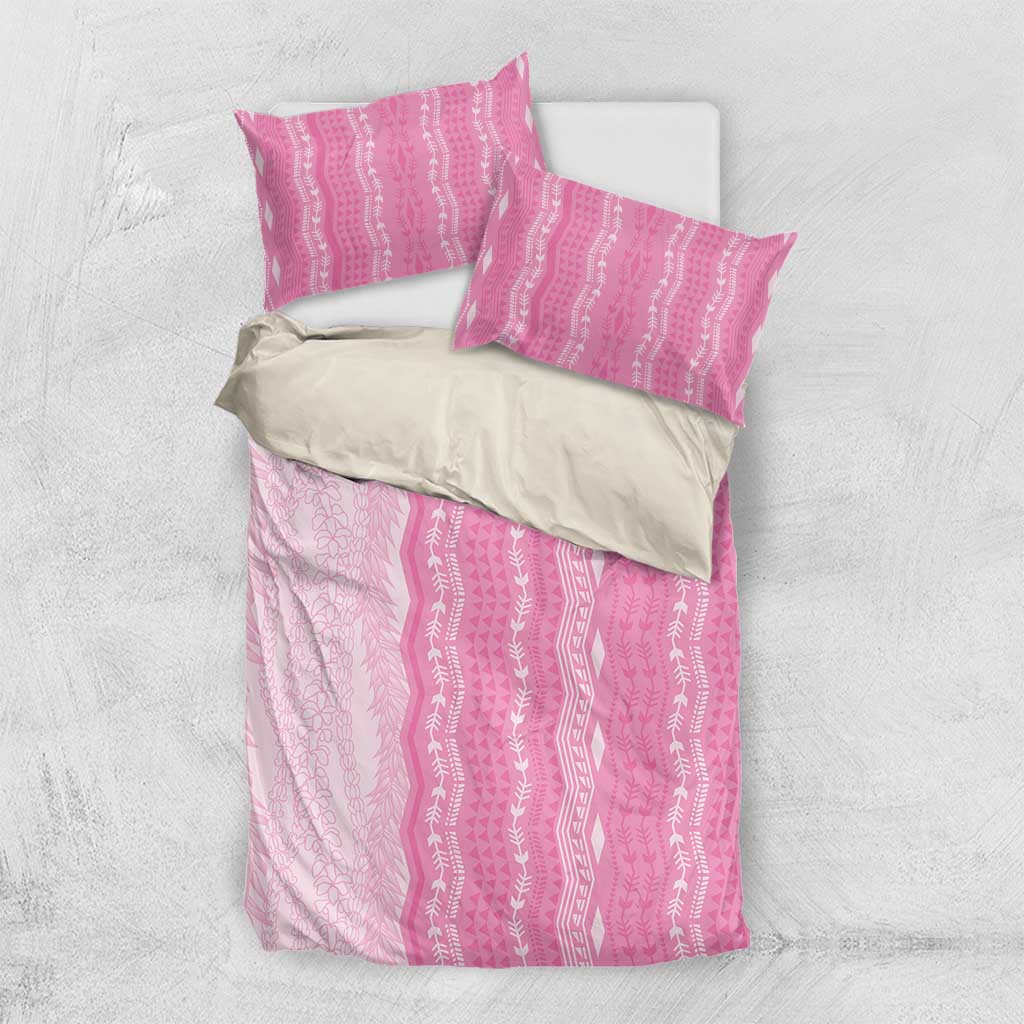 Vintage Pink Hawaiian Traditional Kapa Mix Flowers Lei Bedding Set LT7 US Twin 172cm x 218cm Pink - Polynesian Pride