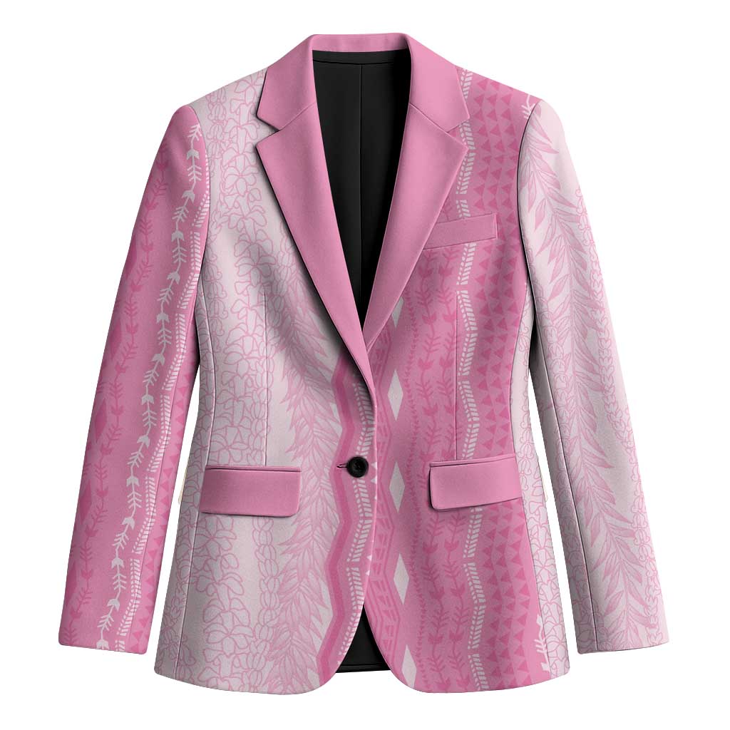 Vintage Pink Hawaiian Traditional Kapa Mix Flowers Lei Blazer LT7 Unisex Pink - Polynesian Pride