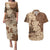 Samoa Women's Day Couples Matching Puletasi and Hawaiian Shirt Tiale Flower Mix Siapo Tapa LT7 Beige - Polynesian Pride