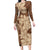 Samoa Women's Day Family Matching Long Sleeve Bodycon Dress and Hawaiian Shirt Tiale Flower Mix Siapo Tapa LT7 Mom's Dress Beige - Polynesian Pride