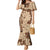 Samoa Women's Day Mermaid Dress Tiale Flower Mix Siapo Tapa LT7 Women Beige - Polynesian Pride