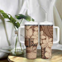 Samoa Women's Day Tumbler With Handle Tiale Flower Mix Siapo Tapa LT7 - Polynesian Pride