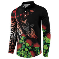 Aloha Hawaii Manta Rays Button Sweatshirt Red Ohia Lehua LT7 - Polynesian Pride
