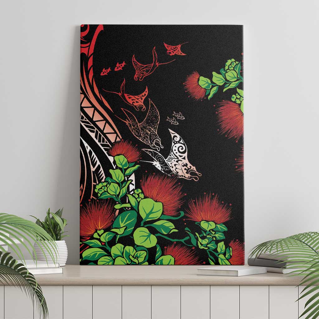 Aloha Hawaii Manta Rays Canvas Wall Art Red Ohia Lehua LT7 - Polynesian Pride