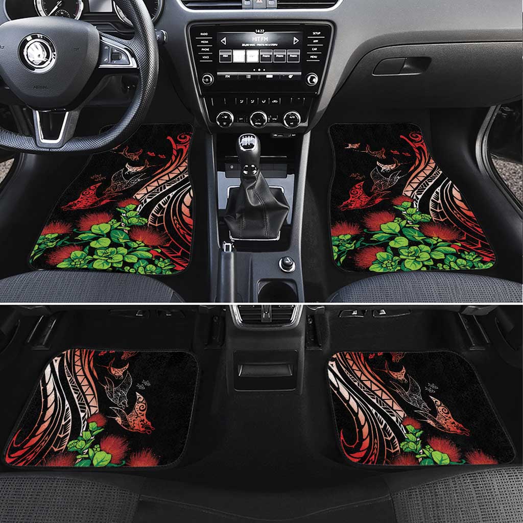 Aloha Hawaii Manta Rays Car Mats Red Ohia Lehua LT7 Set 4pcs Red - Polynesian Pride