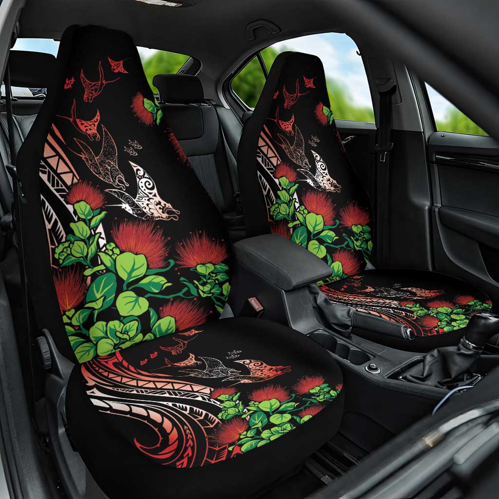 Aloha Hawaii Manta Rays Car Seat Cover Red Ohia Lehua LT7 One Size Red - Polynesian Pride
