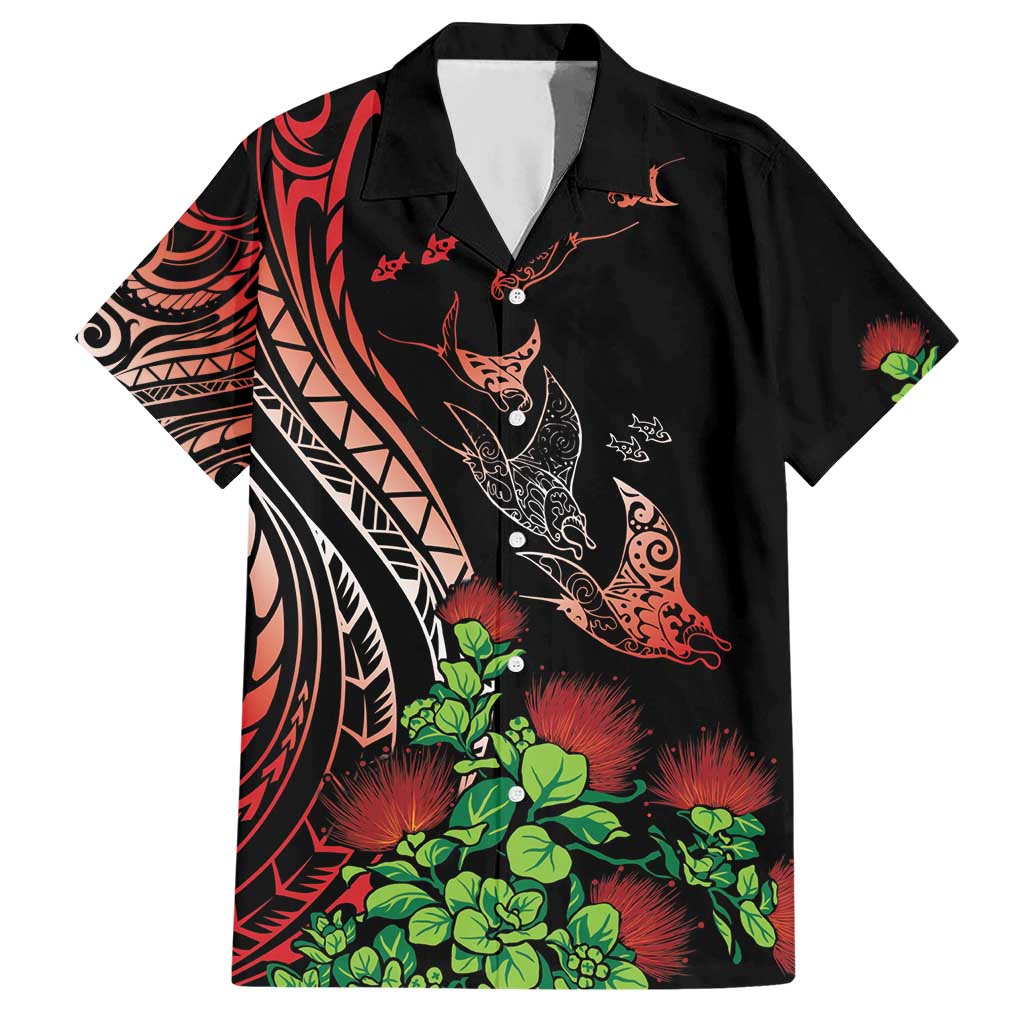 Aloha Hawaii Manta Rays Hawaiian Shirt Red Ohia Lehua LT7 Red - Polynesian Pride