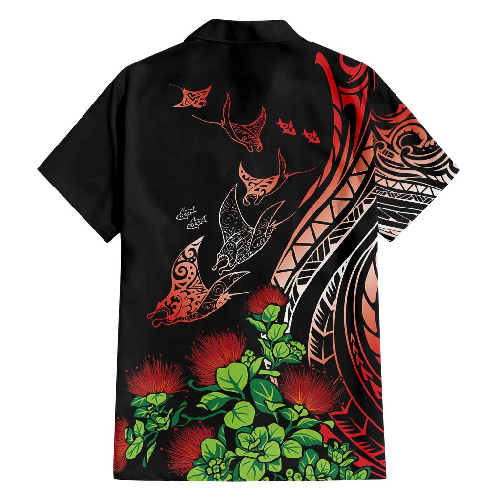 Aloha Hawaii Manta Rays Hawaiian Shirt Red Ohia Lehua LT7 - Polynesian Pride