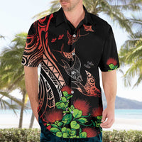 Aloha Hawaii Manta Rays Hawaiian Shirt Red Ohia Lehua LT7 - Polynesian Pride