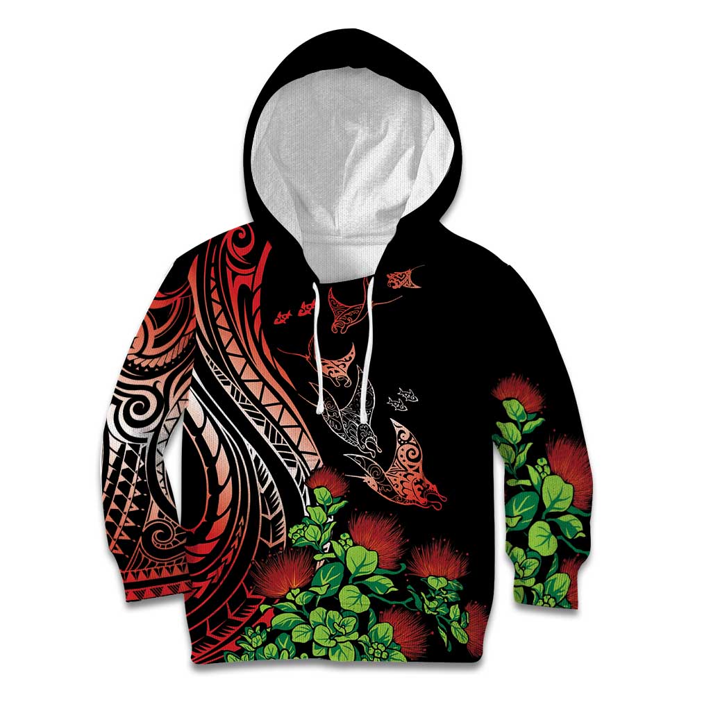 Aloha Hawaii Manta Rays Kid Hoodie Red Ohia Lehua LT7 Hoodie Red - Polynesian Pride