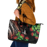 Aloha Hawaii Manta Rays Leather Tote Bag Red Ohia Lehua LT7 Red - Polynesian Pride