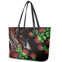 Aloha Hawaii Manta Rays Leather Tote Bag Red Ohia Lehua LT7 - Polynesian Pride