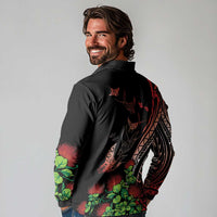 Aloha Hawaii Manta Rays Long Sleeve Polo Shirt Red Ohia Lehua LT7 - Polynesian Pride