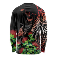 Aloha Hawaii Manta Rays Long Sleeve Shirt Red Ohia Lehua LT7 - Polynesian Pride