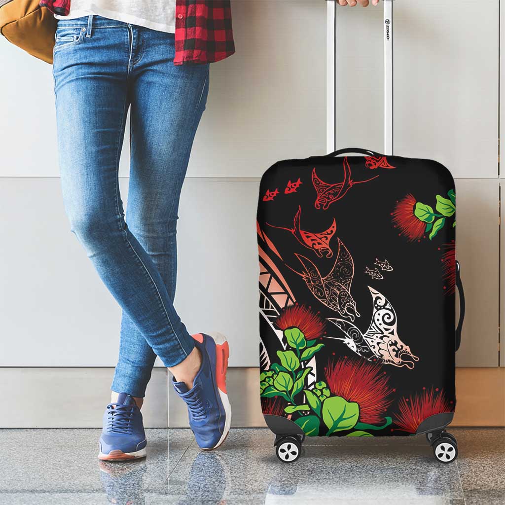 Aloha Hawaii Manta Rays Luggage Cover Red Ohia Lehua LT7 - Polynesian Pride