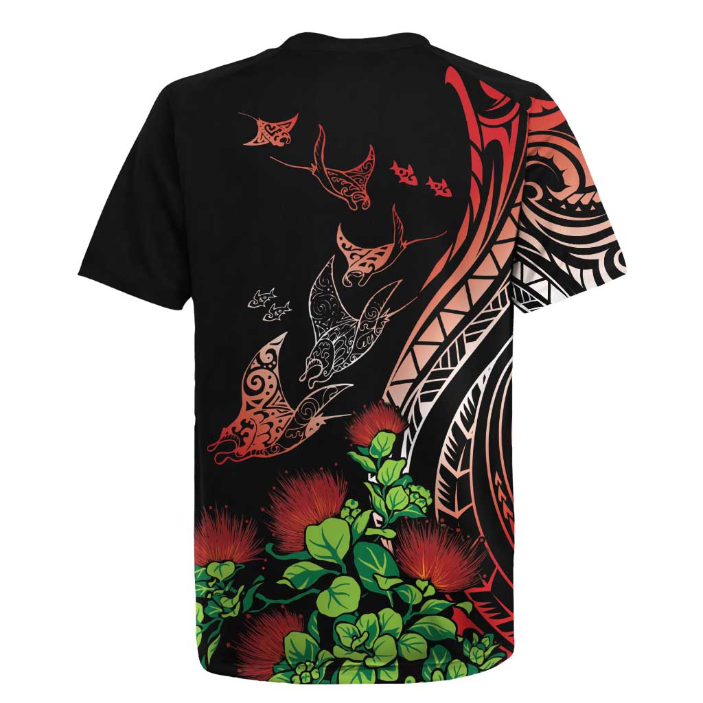 Aloha Hawaii Manta Rays Rugby Jersey Red Ohia Lehua LT7 - Polynesian Pride