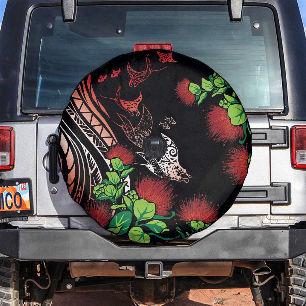 Aloha Hawaii Manta Rays Spare Tire Cover Red Ohia Lehua LT7 Red - Polynesian Pride