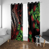 Aloha Hawaii Manta Rays Window Curtain Red Ohia Lehua LT7 With Grommets Red - Polynesian Pride