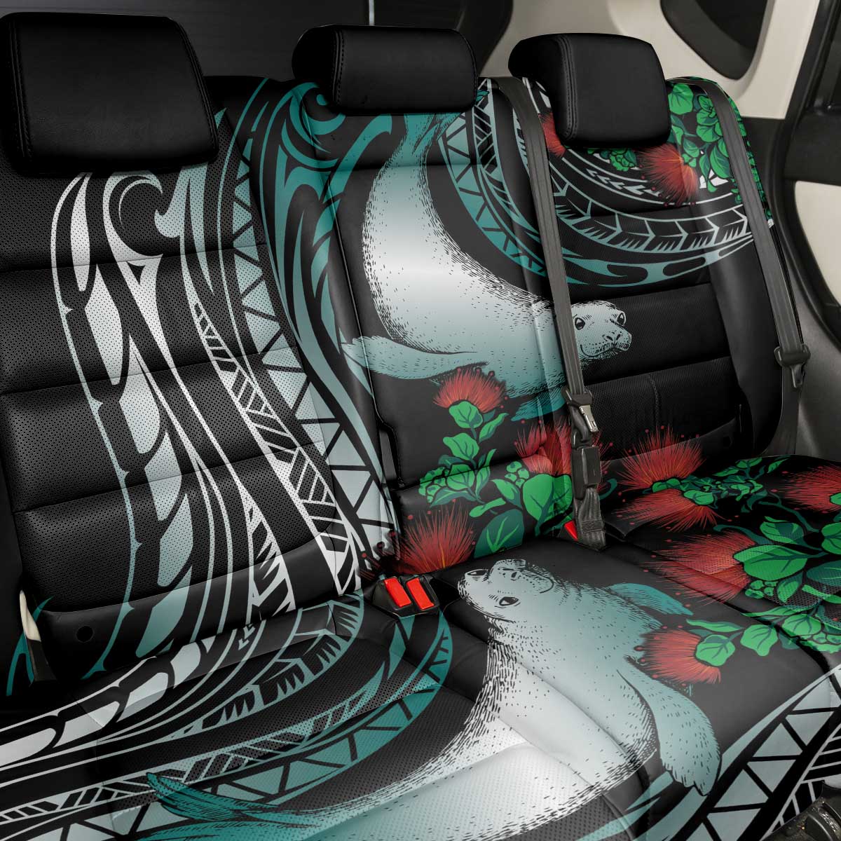 Aloha Hawaii Monk Seal Back Car Seat Cover Mix Ohia Lehua LT7 - Polynesian Pride