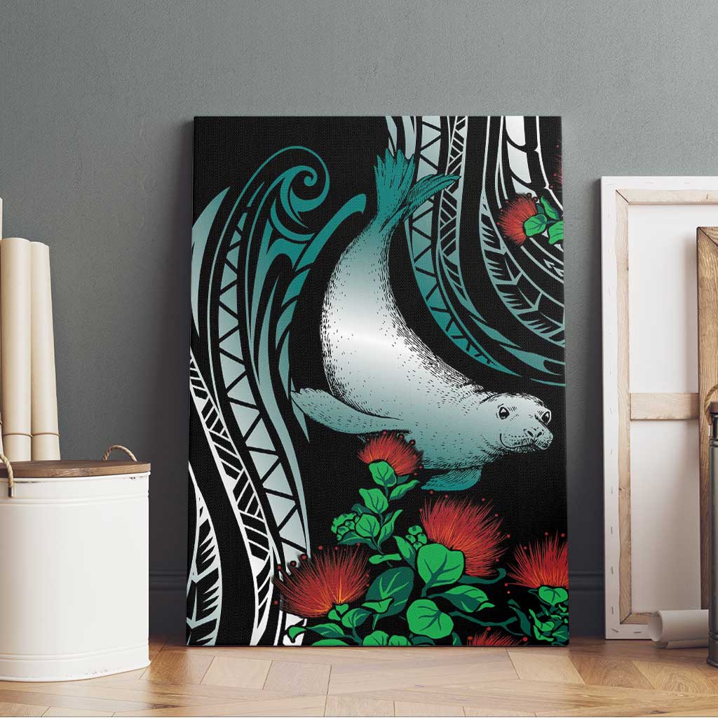 Aloha Hawaii Monk Seal Canvas Wall Art Mix Ohia Lehua LT7 - Polynesian Pride