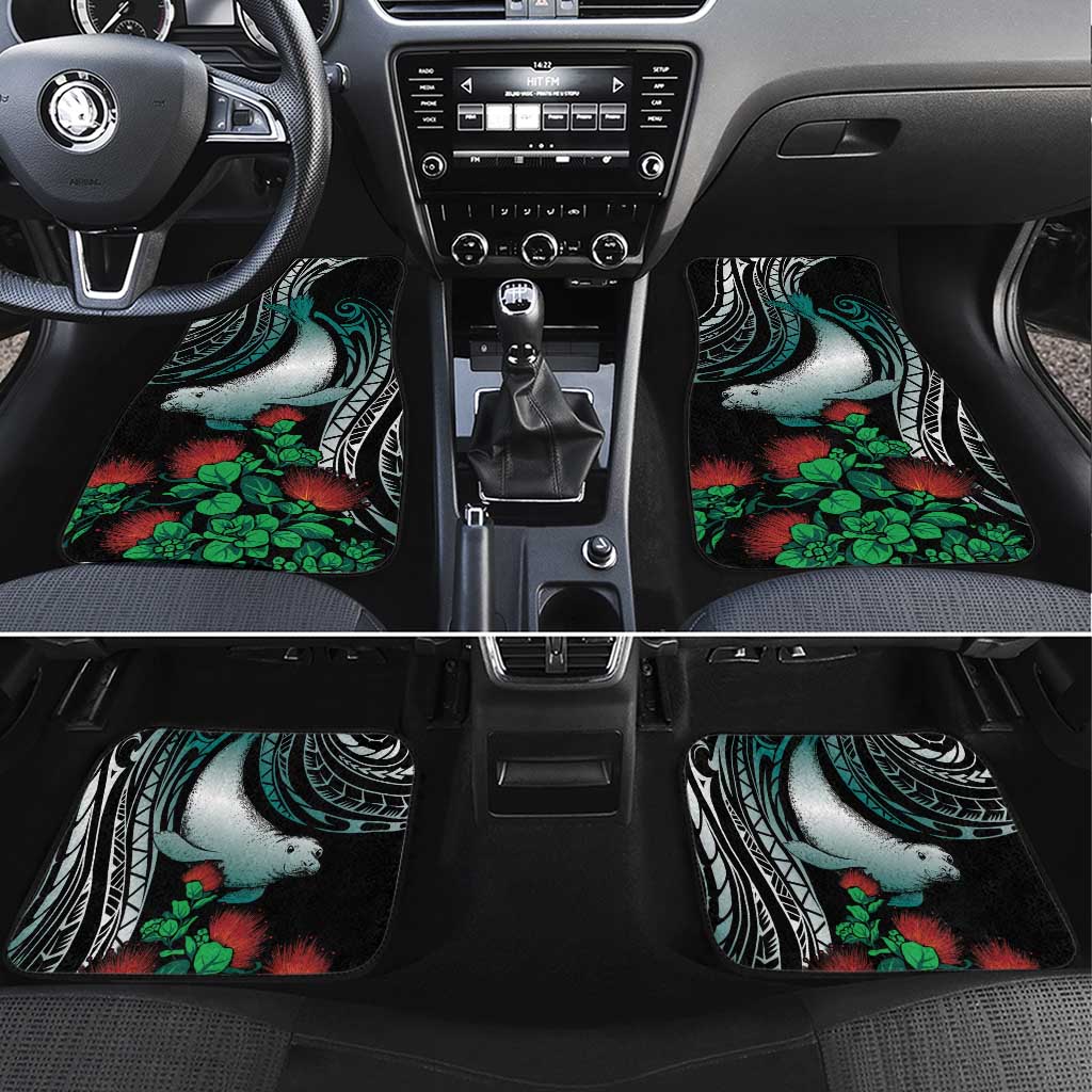 Aloha Hawaii Monk Seal Car Mats Mix Ohia Lehua LT7 Set 4pcs Teal - Polynesian Pride