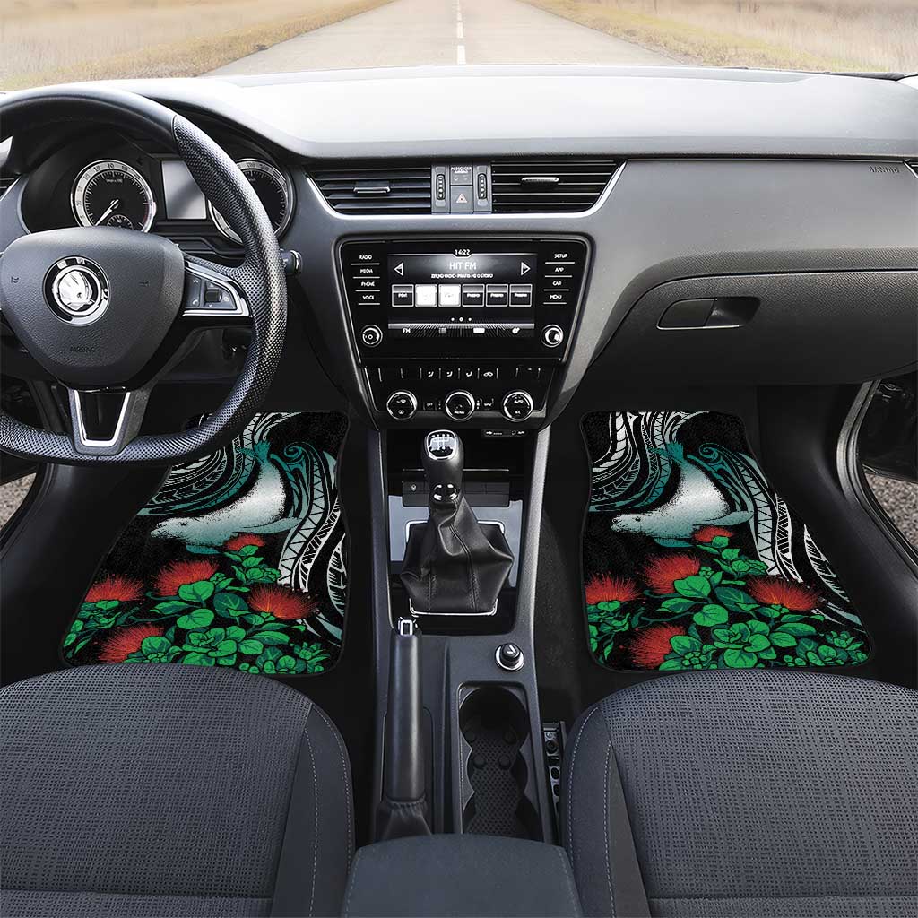 Aloha Hawaii Monk Seal Car Mats Mix Ohia Lehua LT7 Set 2pcs - Front Teal - Polynesian Pride