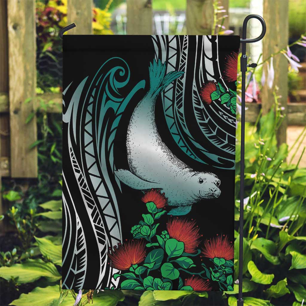 Aloha Hawaii Monk Seal Garden Flag Mix Ohia Lehua LT7 Garden Flag Teal - Polynesian Pride