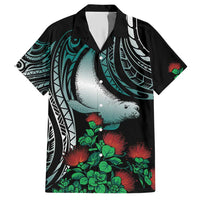 Aloha Hawaii Monk Seal Hawaiian Shirt Mix Ohia Lehua LT7 Teal - Polynesian Pride