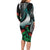 Aloha Hawaii Monk Seal Long Sleeve Bodycon Dress Mix Ohia Lehua