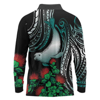 Aloha Hawaii Monk Seal Long Sleeve Polo Shirt Mix Ohia Lehua LT7 - Polynesian Pride