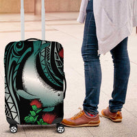 Aloha Hawaii Monk Seal Luggage Cover Mix Ohia Lehua LT7 Teal - Polynesian Pride