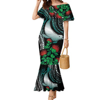 Aloha Hawaii Monk Seal Mermaid Dress Mix Ohia Lehua LT7 Women Teal - Polynesian Pride