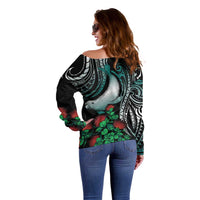 Aloha Hawaii Monk Seal Off Shoulder Sweater Mix Ohia Lehua LT7 - Polynesian Pride