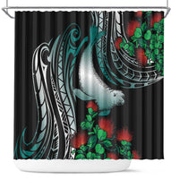 Aloha Hawaii Monk Seal Shower Curtain Mix Ohia Lehua LT7 Teal - Polynesian Pride