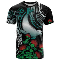 Aloha Hawaii Monk Seal T Shirt Mix Ohia Lehua LT7 Teal - Polynesian Pride