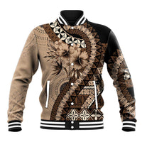 Bula Fiji Baseball Jacket Mocha Brown Kaivity Masi Tapa LT7 Unisex Brown - Polynesian Pride
