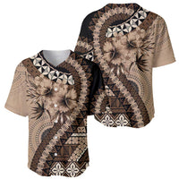 Bula Fiji Baseball Jersey Mocha Brown Kaivity Masi Tapa LT7 - Polynesian Pride