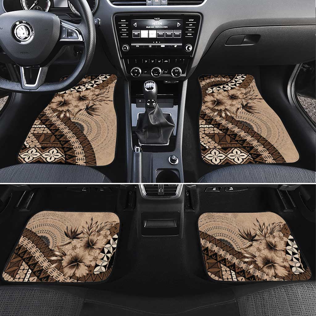 Bula Fiji Car Mats Mocha Brown Kaivity Masi Tapa LT7 Set 4pcs Brown - Polynesian Pride