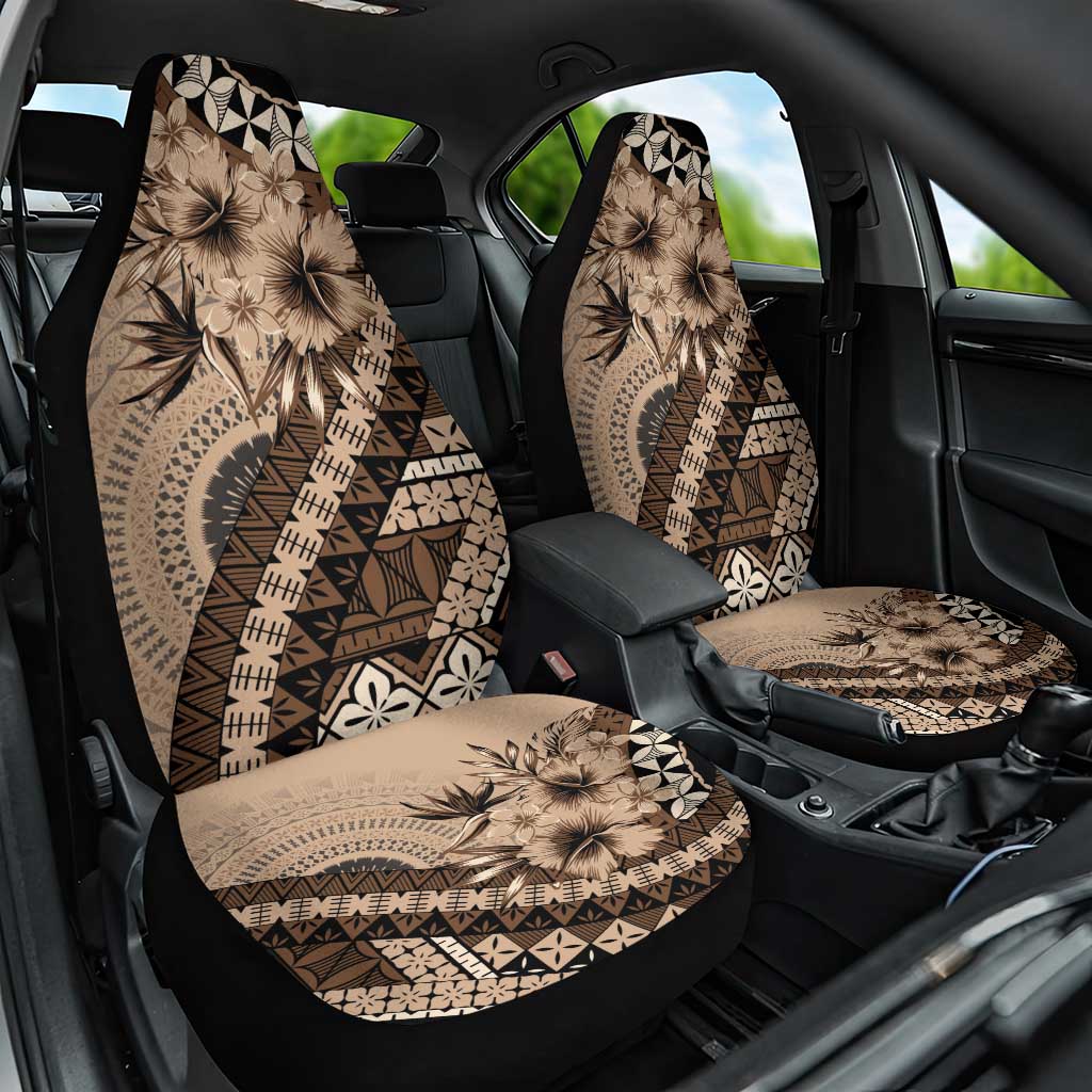 Bula Fiji Car Seat Cover Mocha Brown Kaivity Masi Tapa LT7 One Size Brown - Polynesian Pride