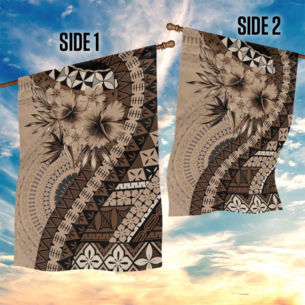 Bula Fiji Garden Flag Mocha Brown Kaivity Masi Tapa LT7 - Polynesian Pride