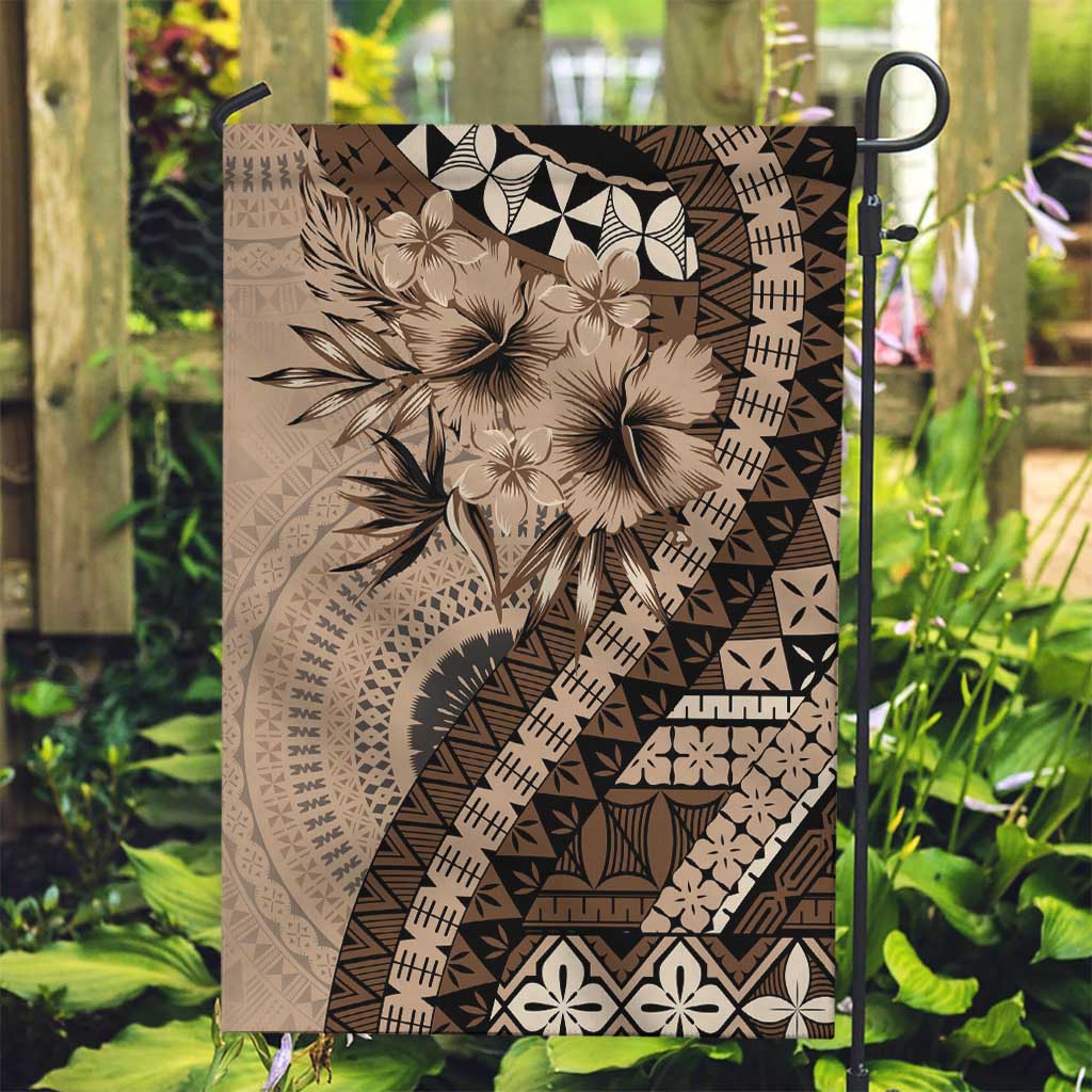 Bula Fiji Garden Flag Mocha Brown Kaivity Masi Tapa LT7 Garden Flag Brown - Polynesian Pride