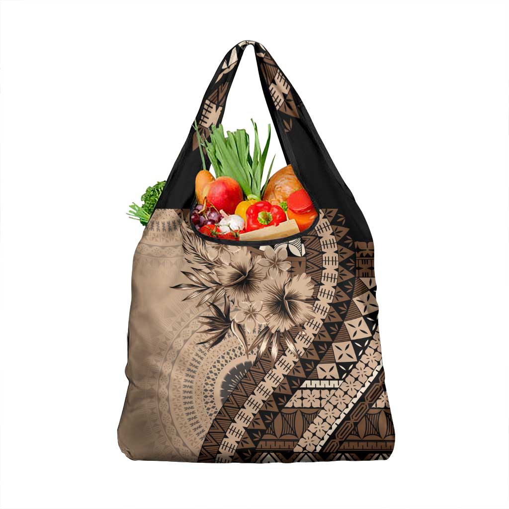 Bula Fiji Grocery Bag Mocha Brown Kaivity Masi Tapa LT7 1-pack One Size Brown - Polynesian Pride