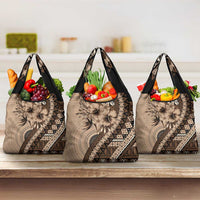 Bula Fiji Grocery Bag Mocha Brown Kaivity Masi Tapa LT7 3-pack One Size Brown - Polynesian Pride