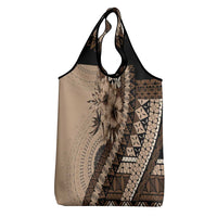 Bula Fiji Grocery Bag Mocha Brown Kaivity Masi Tapa LT7 - Polynesian Pride